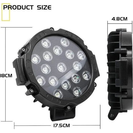 Phare additionnel LED Rond 51W pour 4X4